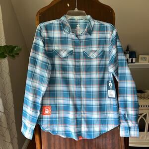 NWT HOKA Western States High Country LS Flannel women’s medium blue